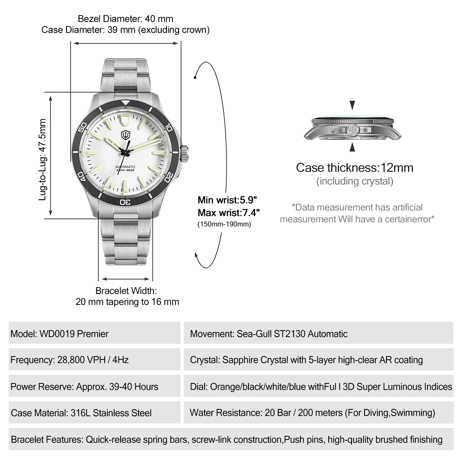 Watchdives WD0019 Premier 39mm Automatic Dive Watch - Image 34