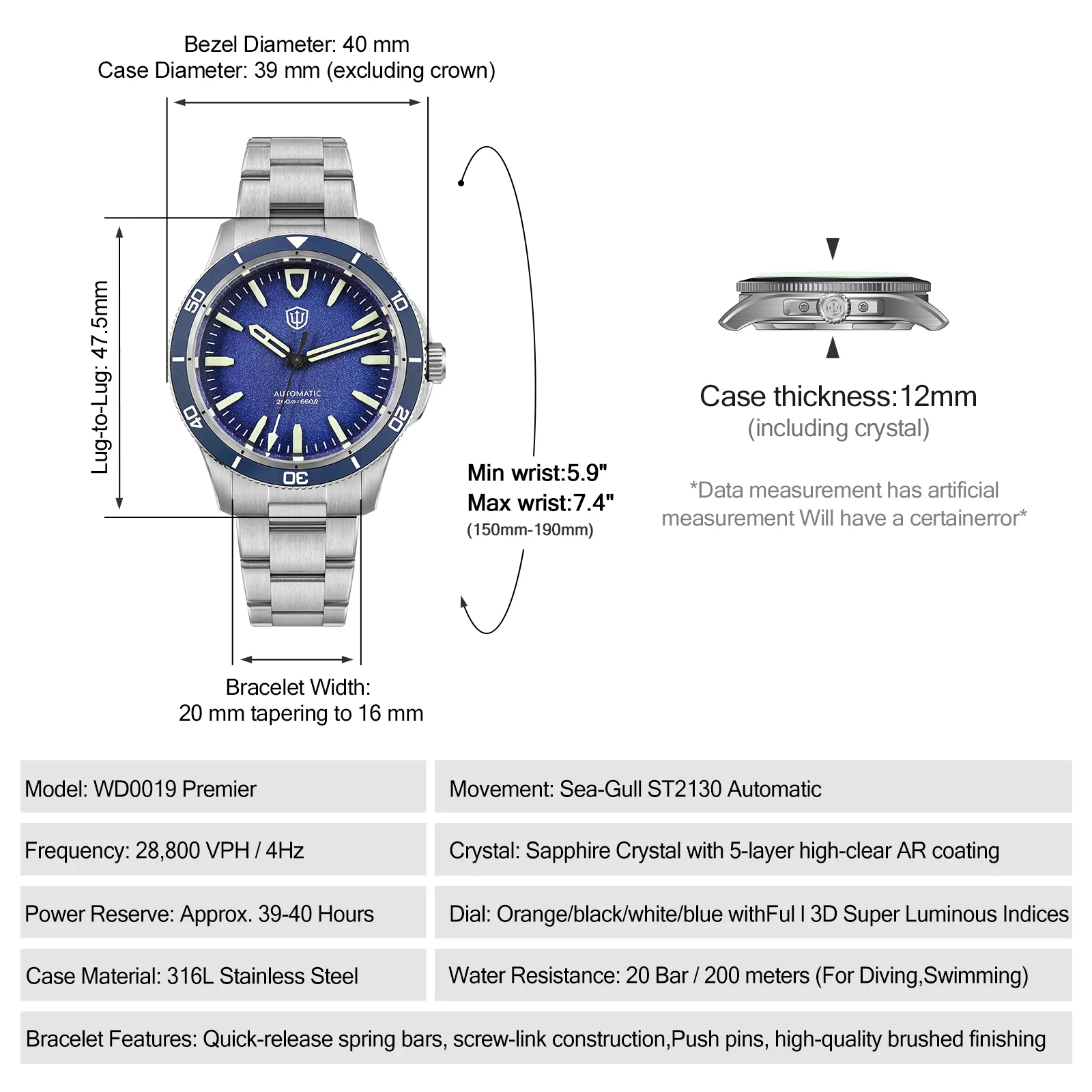 Watchdives WD0019 Premier 39mm Automatic Dive Watch - Image 41